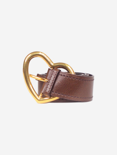 Brown leather belt with heart buckle Belts Miu Miu 