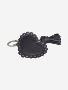 Christian Dior Black leather heart keyring