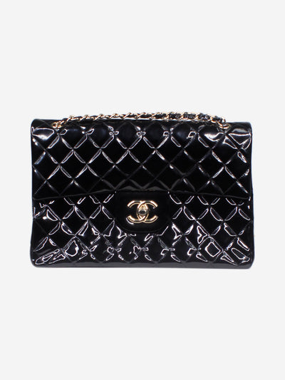 Black 2009-2010 jumbo diamond-quilted patent Classic double flap shoulder bag Shoulder bags Chanel 