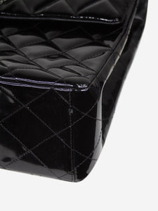 Chanel Black 2009-2010 jumbo diamond-quilted patent Classic double flap shoulder bag