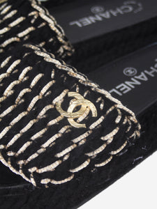 Chanel Black and gold woven sandals - size EU 36