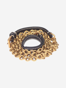 Prada Black and gold chain and leather belt