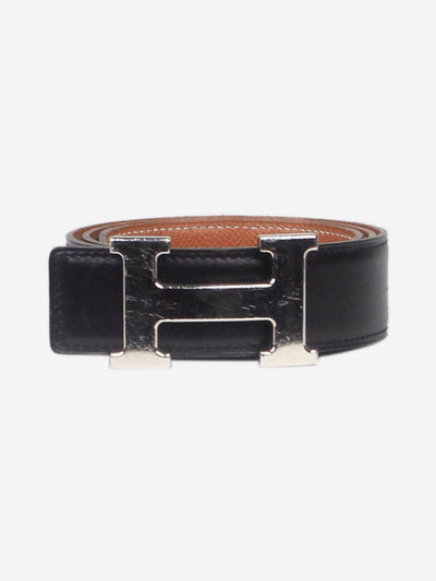 Black H leather reversible belt Belts Hermes 