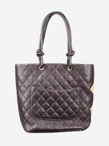 Chanel Brown vintage 2004 Cambon Ligne diamond quilted tote bag