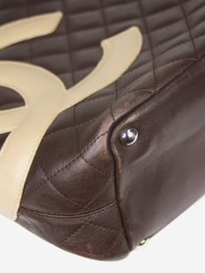 Chanel Brown vintage 2004 Cambon Ligne diamond quilted tote bag