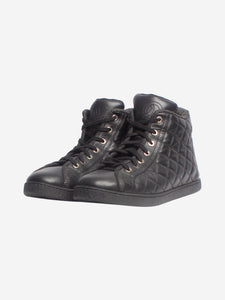 Chanel Black diamond-quilted high-top trainers - size EU 39