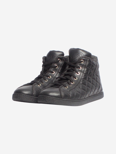 Black diamond-quilted high-top trainers - size EU 39 Trainers Chanel 