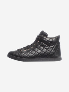 Chanel Black diamond-quilted high-top trainers - size EU 39