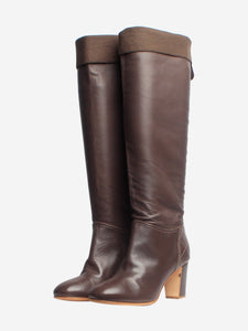 Chanel Brown leather knee-high boots - size EU 38.5