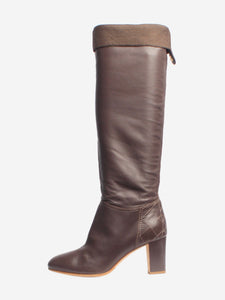 Chanel Brown leather knee-high boots - size EU 38.5