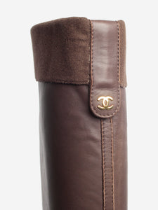 Chanel Brown leather knee-high boots - size EU 38.5