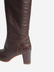 Chanel Brown leather knee-high boots - size EU 38.5