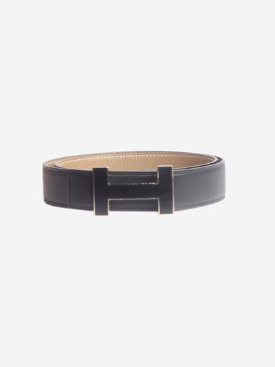 Black reversible belt with H buckle Belts Hermes 