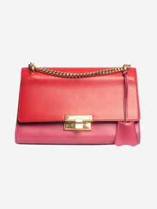 Gucci Red and hot pink leather chain shoulder bag