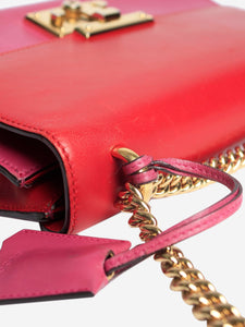 Gucci Red and hot pink leather chain shoulder bag