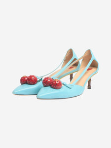 Gucci Aqua blue Unia cherry pumps - size EU 40