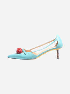 Gucci Aqua blue Unia cherry pumps - size EU 40