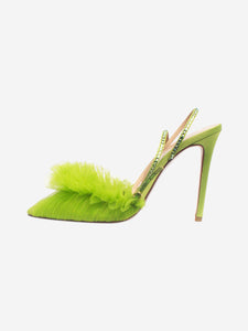 Andrea Wazen Apple green satin tulle pointed-toe mules - size EU 40