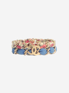 Chanel Multicolour woven chain link and logo bracelet