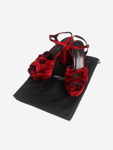 Saint Laurent Red velvet platform sandal heels - size EU 38