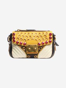 Miu Miu Multicolour bejewelled leather biker clutch