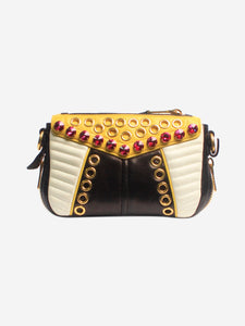 Miu Miu Multicolour bejewelled leather biker clutch