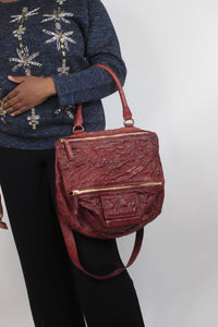 Givenchy Red crinkled leather shoulder bag