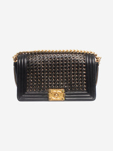 Chanel Black and gold 2014 medium lambskin Boy bag