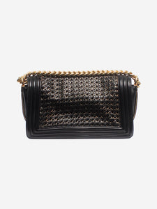 Chanel Black and gold 2014 medium lambskin Boy bag