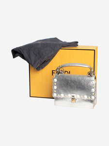 Fendi Silver studded Kan i cross-body bag