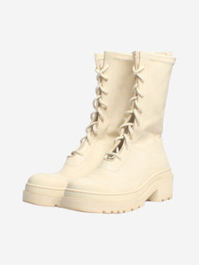 Christian Dior Cream lace up boots - size EU 39