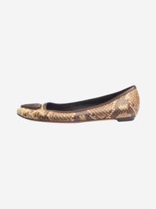 Gucci Brown python-effect flats - size EU 37 (UK 4)