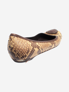 Gucci Brown python-effect flats - size EU 37 (UK 4)