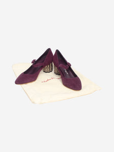 Salvatore Ferragamo Purple Ortensia suede Mary Jane pumps - size EU 36.5