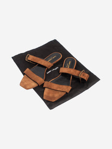 Saint Laurent Brown suede flat sandals - size EU 39.5