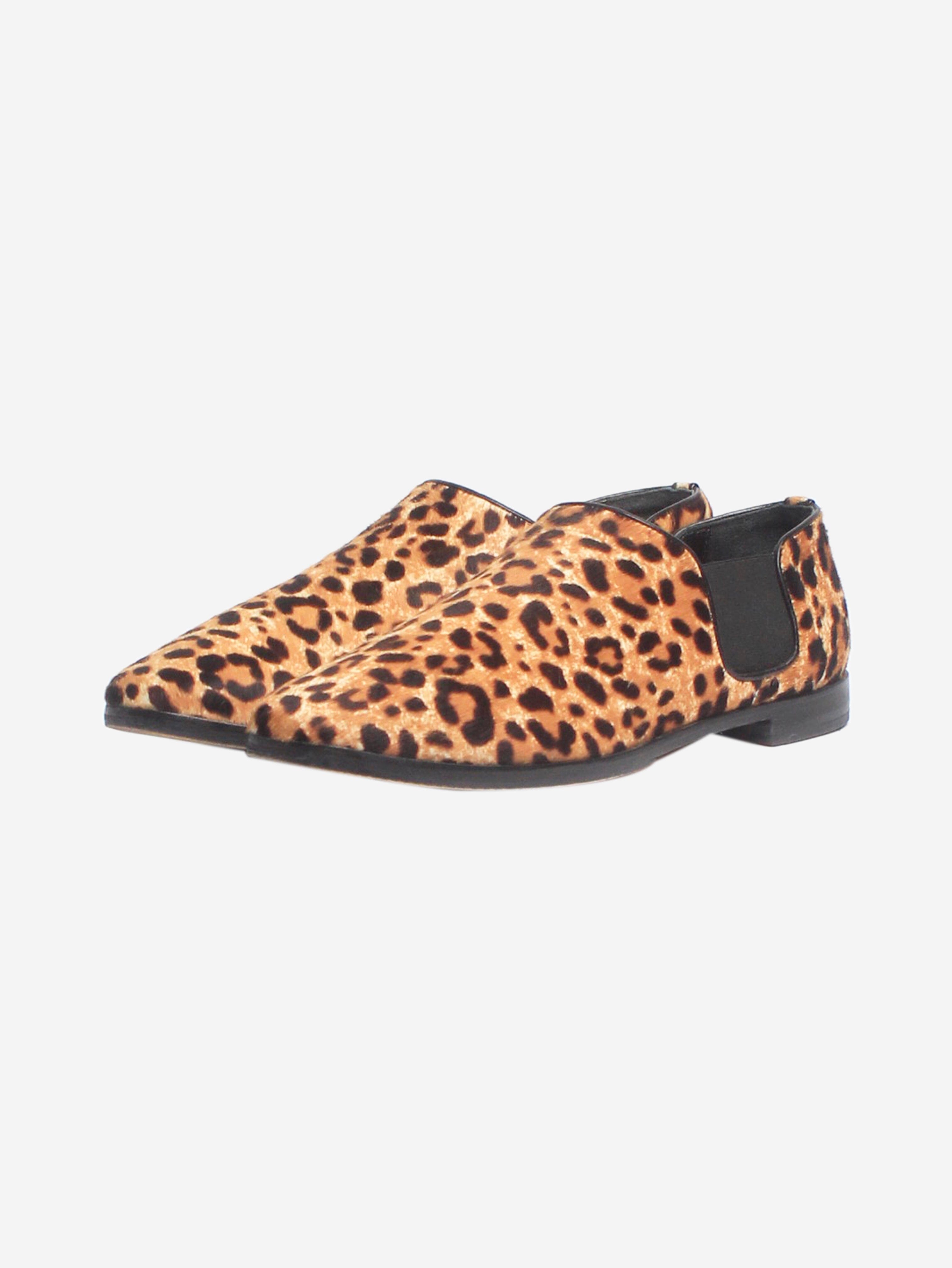 Brown animal-print pony hair flat shoes - size EU 37 Flat Shoes Jimmy Choo 