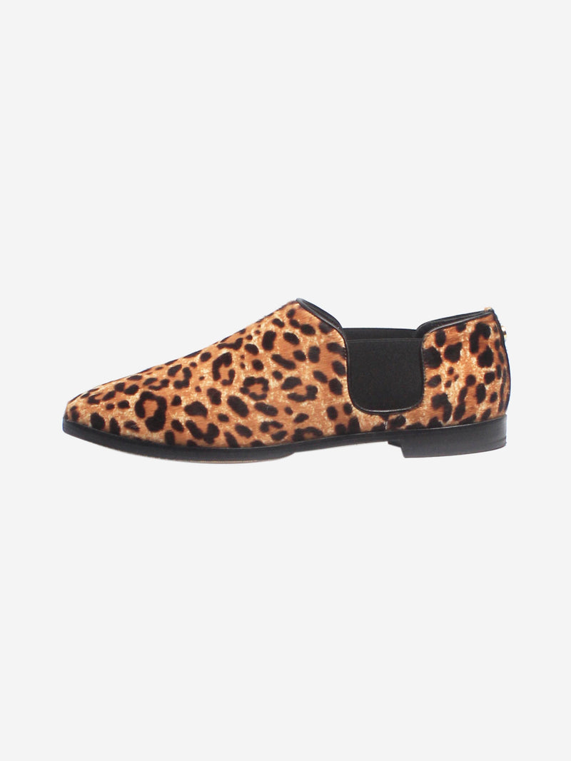 animal print pony hair flat shoes