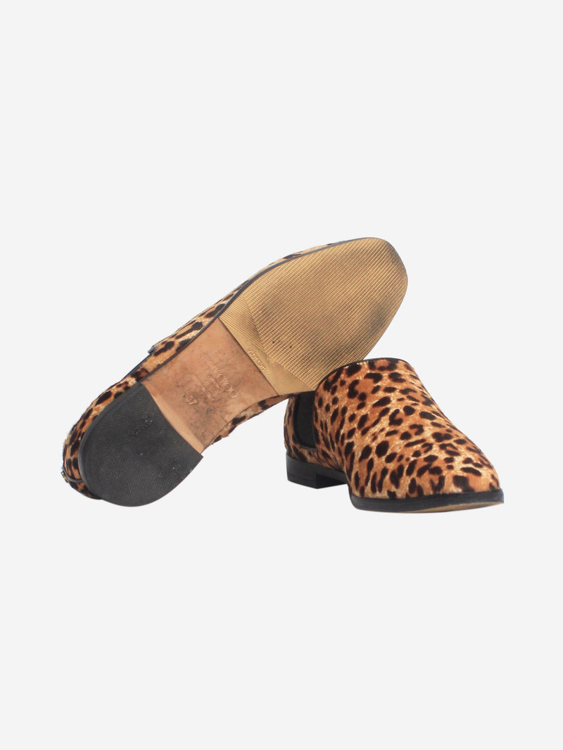 Brown animal-print pony hair flat shoes - size EU 37 Flat Shoes Jimmy Choo 