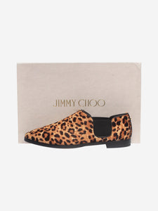 Jimmy Choo Brown animal-print pony hair flat shoes - size EU 37