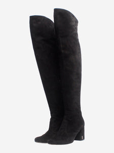 Saint Laurent Black suede thigh-high boots - size EU 37