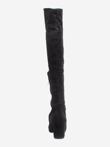 Saint Laurent Black suede thigh-high boots - size EU 37