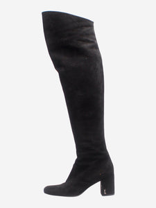 Saint Laurent Black suede thigh-high boots - size EU 37