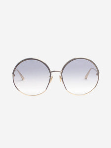 Christian Dior Gold and grey shaded round sunglasses