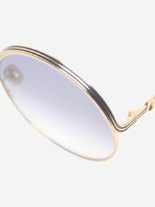 Christian Dior Gold and grey shaded round sunglasses