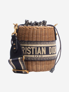 Christian Dior Neutral 2021 Oblique Wicker basket bag