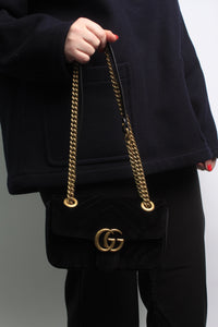 Gucci Black velvet Marmont GG bag