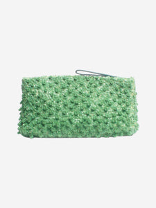 Dries Van Noten Green sequin and beaded clutch bag