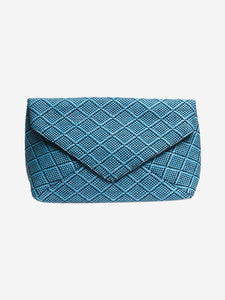 Dries Van Noten Blue and black woven envelope clutch