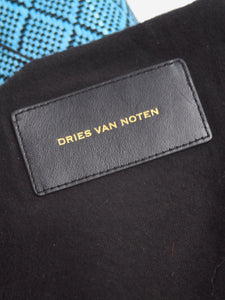 Dries Van Noten Blue and black woven envelope clutch