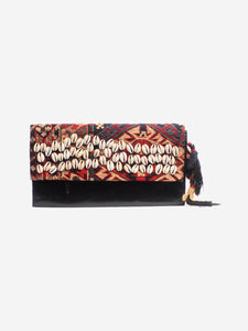 Dries Van Noten Multicolour tapestry and shell-embellished clutch